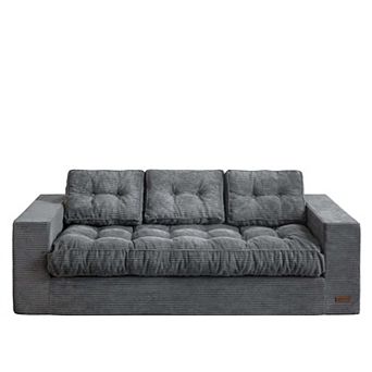 MAXYOYO Clouda 3-seater Sofa, Upholstered Boneless Floor Sofa with Armrests
