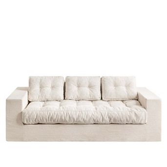 MAXYOYO Clouda 3-seater Sofa, Upholstered Boneless Floor Sofa with Armrests