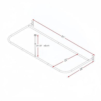 Utopia Alley D-Shaped Shower Rod with Ceiling Support, 28-68" Non-Adjustable and Stable