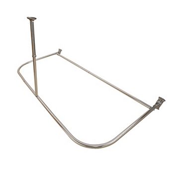 Utopia Alley D-Shaped Shower Rod with Ceiling Support, 28-68" Non-Adjustable and Stable