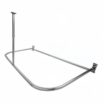 Utopia Alley D-Shaped Shower Rod with Ceiling Support, 28-68" Non-Adjustable and Stable