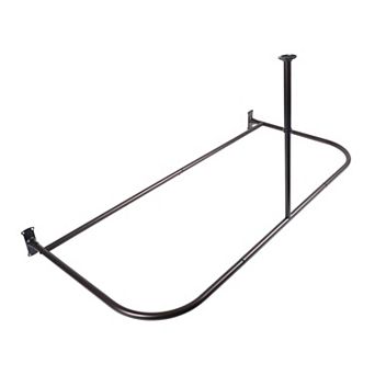 Utopia Alley D-Shaped Shower Rod with Ceiling Support, 28-68" Non-Adjustable and Stable