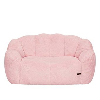 MAXYOYO Loveseat Bean Bag Chair, Floral Shape Ultra Soft Faux Fur Petal Back Sofa for Adults