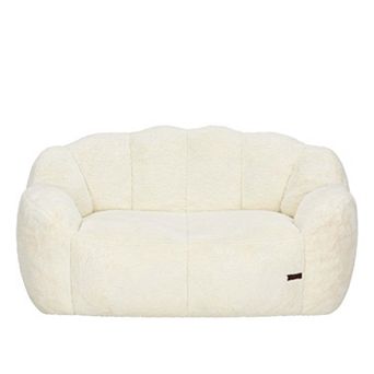 MAXYOYO Loveseat Bean Bag Chair, Floral Shape Ultra Soft Faux Fur Petal Back Sofa for Adults