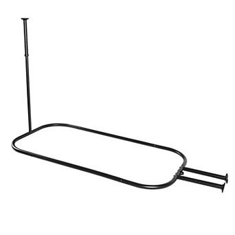 Utopia Alley 58.3"x24" Aluminum Hoop Shower Rod With Ceiling Support for Clawfoot Tub