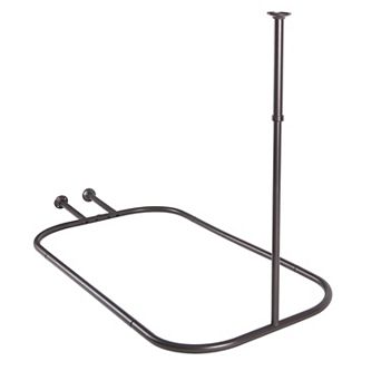 Utopia Alley 58.3"x24" Aluminum Hoop Shower Rod With Ceiling Support for Clawfoot Tub