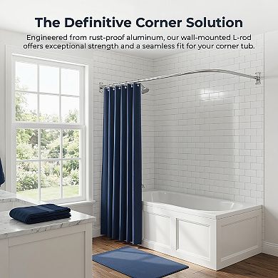 Utopia Alley 28-68" L-Shaped Corner Shower Rod, Non-Adjustable Large Space Wall Mounted