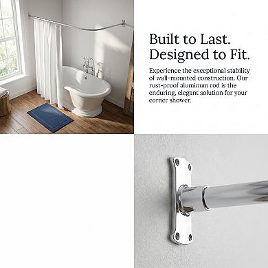 Utopia Alley 28-68" L-Shaped Corner Shower Rod, Non-Adjustable Large Space Wall Mounted