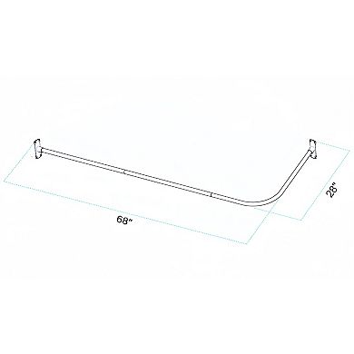 Utopia Alley 28-68" L-Shaped Corner Shower Rod, Non-Adjustable Large Space Wall Mounted