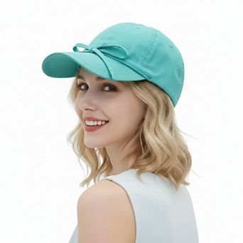 Women's Baseball Cap with Bow Tie Detail Adjustable Strap Casual Hat