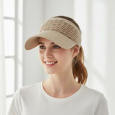 Women's Knit Visor Hat Breathable Stretch Sun Visor Cap Lightweight Athletic Hat