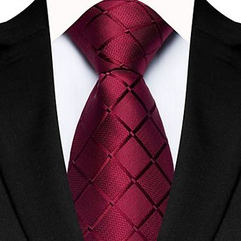 Men's Textured Diamond Pattern Silk Tie Wide Formal Necktie for Business Weddings Special Occasions
