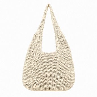Woven Straw Shoulder Bag - Lightweight Hand-Knit Summer Tote for Beach and Vacation