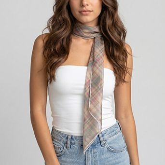 Women's Lightweight Sheer Skinny Scarf with Marble Print and Finished Edge Detail