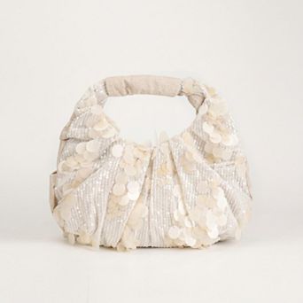 Women's Sequin Hobo Shoulder Bag with Oversized Paillette Details Padded Handle