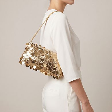 Women's Sequin Baguette Shoulder Bag with Oversized Paillette Details Slim Strap