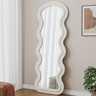 23.62 x 62.99 in. Flannel Wavy Full-Length Mirror with Base