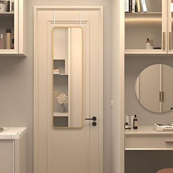 47x14 Inch Gold Door Mirror Full Length Floor Mirror with Metal Frame for Bedroom, Living Room