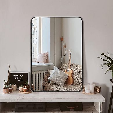 24x32 Black Metal Frame Wall Mirror Rectangular Bathroom Vanity Mirror, Modern Wall Mounted