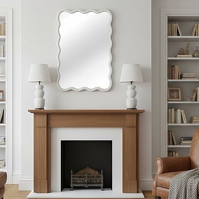 24x36 Wavy Wood Frame Mirror Natural Solid Wood Decorative Wall Mirror for Bathroom & Living Room