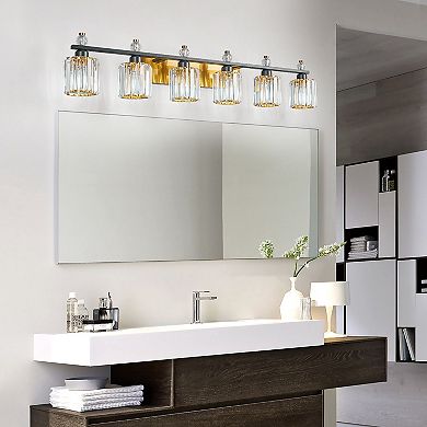ZLAIQB 44.09" 6-Light Modern Crystal Bathroom Vanity Light