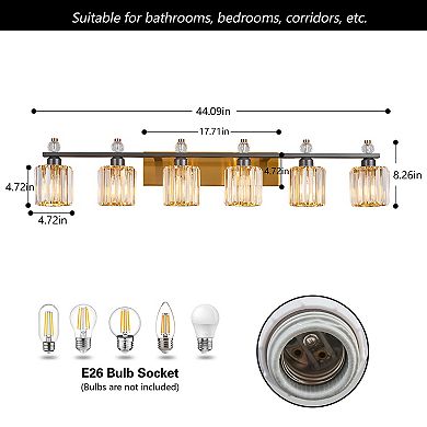 ZLAIQB 44.09" 6-Light Modern Crystal Bathroom Vanity Light