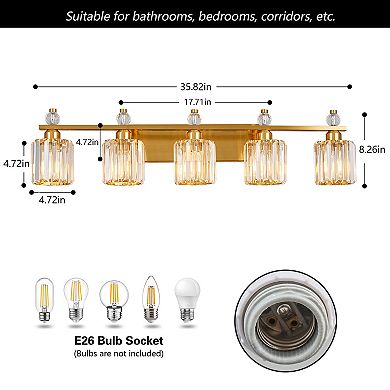 ZLAIQB 35.82" 5-Light Modern Crystal Bathroom Vanity Light