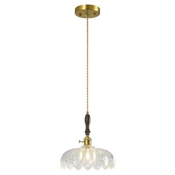 ZLAIQB 1-Light Retro Flower Glass Adjustable 10.03" Pendant Light
