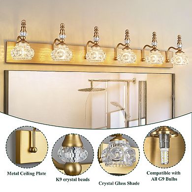 ZLAIQB 43.3" 6-Light Vintage Glass Bathroom Vanity Light