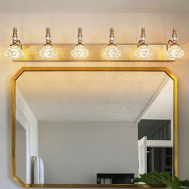 ZLAIQB 43.3" 6-Light Vintage Glass Bathroom Vanity Light