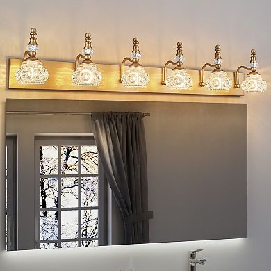 ZLAIQB 43.3" 6-Light Vintage Glass Bathroom Vanity Light