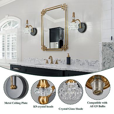 ZLAIQB 4.13" 1-Light 2Pack Vintage Glass Crystal Bathroom Vanity Light