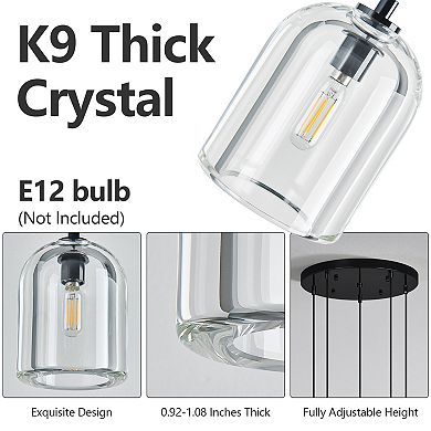 ZLAIQB 5-Light Modern Crystal Height Adjustable 15.74" Pendant Light
