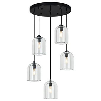ZLAIQB 5-Light Modern Crystal Height Adjustable 15.74" Pendant Light