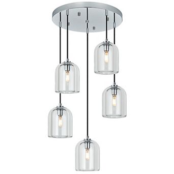 ZLAIQB 5-Light Modern Crystal Height Adjustable 15.74" Pendant Light
