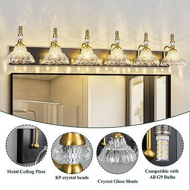 ZLAIQB 46.45" 6-Light Vintage Glass Bathroom Wall Sconce