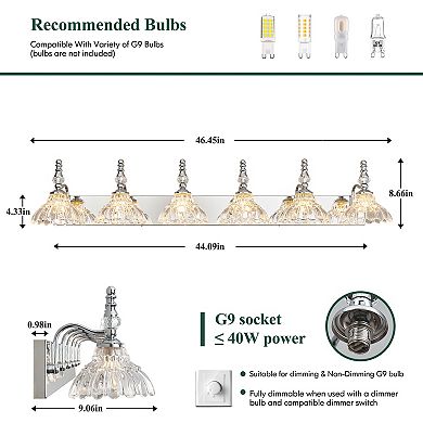 ZLAIQB 46.45" 6-Light Vintage Glass Bathroom Wall Sconce