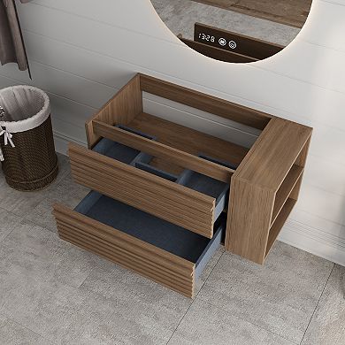 36" Floating Solid Wood Bathroom Vanity, No Sink