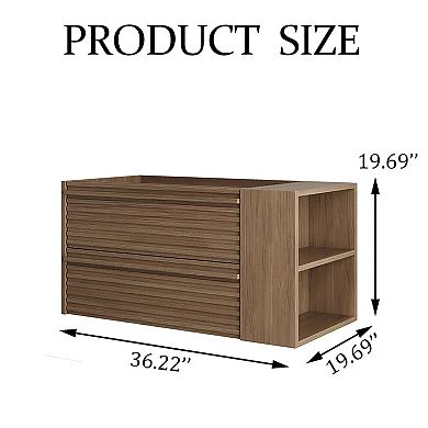 36" Floating Solid Wood Bathroom Vanity, No Sink