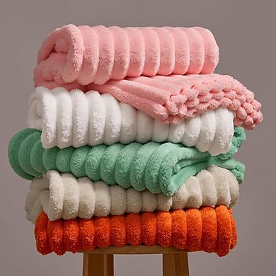 Soft Fleece Throw Blanket Cozy Warm Lightweight Cream White 50x60