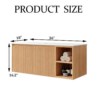 36" Wall-Mount Bathroom Cabinet with Storage, No Sink