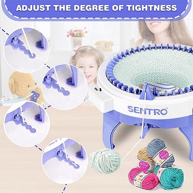 48-Needle Knitting Machine,Auto Knit Scarf,Hat,Sweater,Easy for Beginners,Includes Tools & Guide