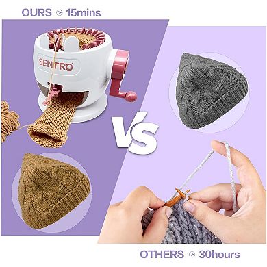 22-Needle Pink Knitting Machine, Easy DIY Scarves & Hats, Fast Beginner & Kid-Friendly Craft Kit