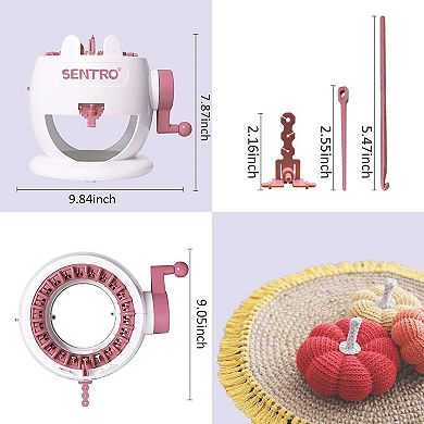22-Needle Pink Knitting Machine, Easy DIY Scarves & Hats, Fast Beginner & Kid-Friendly Craft Kit