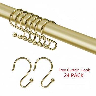 Utopia Alley Aluminum Double L Shaped Shower Rod 72" L, with Shower Hooks & Ceiling Support