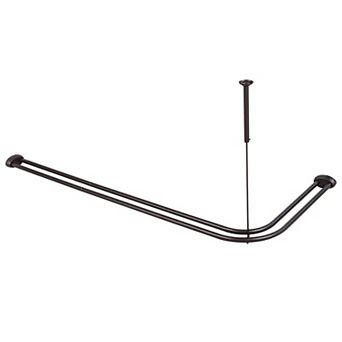 Utopia Alley Aluminum Double L Shaped Shower Rod 72" L, with Shower Hooks & Ceiling Support
