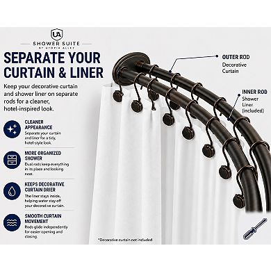 Utopia Alley 45-72" Adjustable Rustproof Double Curved Shower Curtain Rod, Adds 8 In. Extra Space