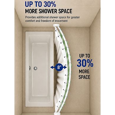 Utopia Alley 45-72" Adjustable Rustproof Double Curved Shower Curtain Rod, Adds 8 In. Extra Space