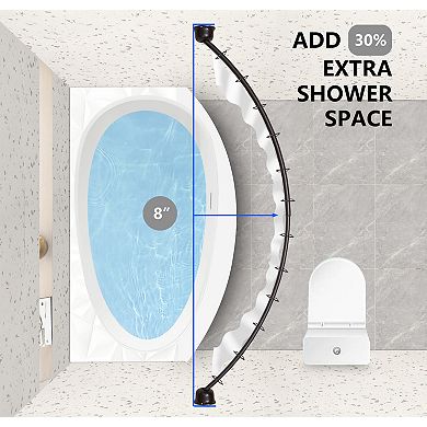 Utopia Alley 45-72" Wall Mounted Single Curved Shower Rod, Rust-Proof, Need Drilling