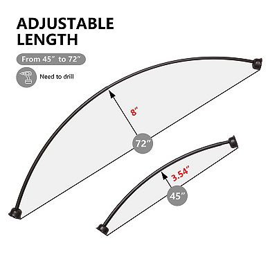 Utopia Alley 45-72" Wall Mounted Single Curved Shower Rod, Rust-Proof, Need Drilling